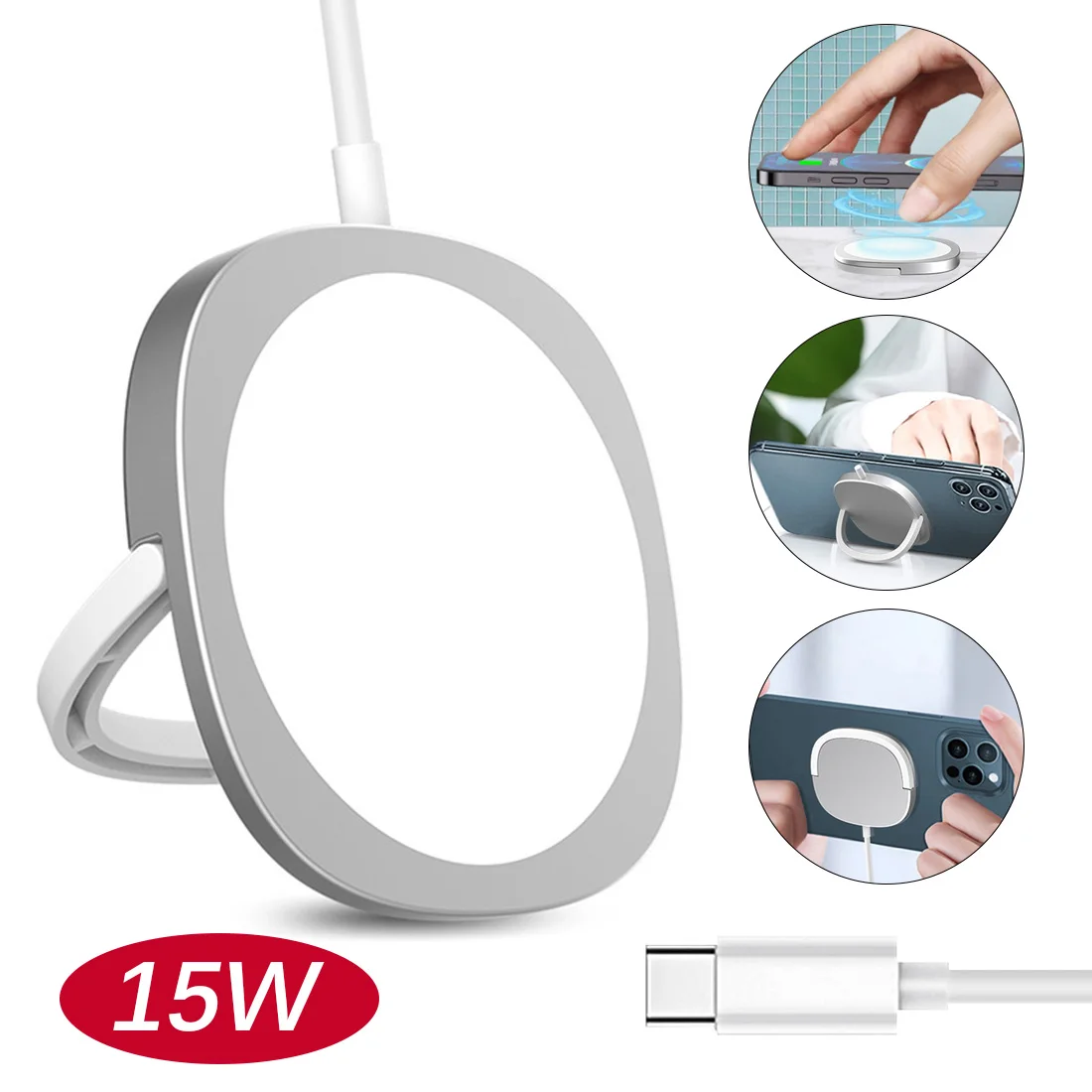

15 Вт магнитное Беспроводное зарядное устройство для iPhone 12 Pro mini Max, портативное зарядное устройство для Samsung, USB зарядное устройство, держател...