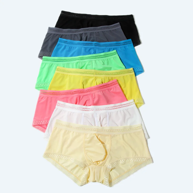 

New Men's Panties Mens Ice Silk Seamless Underwear Breathable Large Size Men's Shorts Lace U Pouch Low-Rise Man Pack Mens Shorts