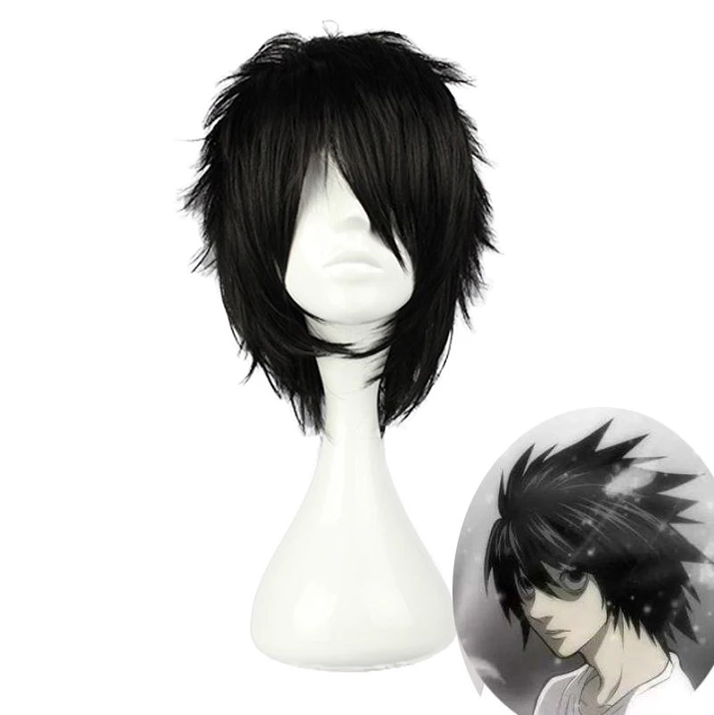 Парик для косплея аниме Death Note L Cos мужской короткие черные термостойкие
