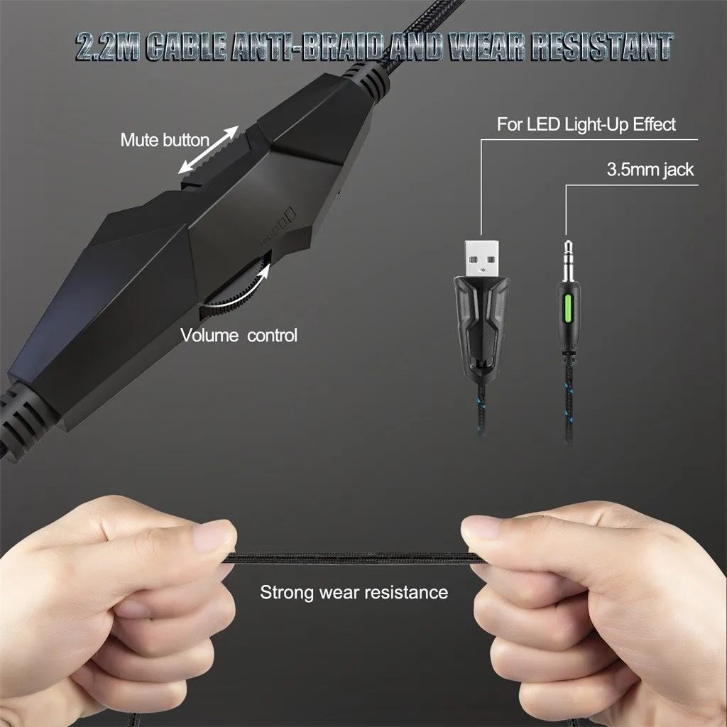 

Wired Headset Gamer Pc 3.5mm Ps4 Headsets Surround Sound & Hd Microphone Gaming Overear Laptop Tablet Gamer