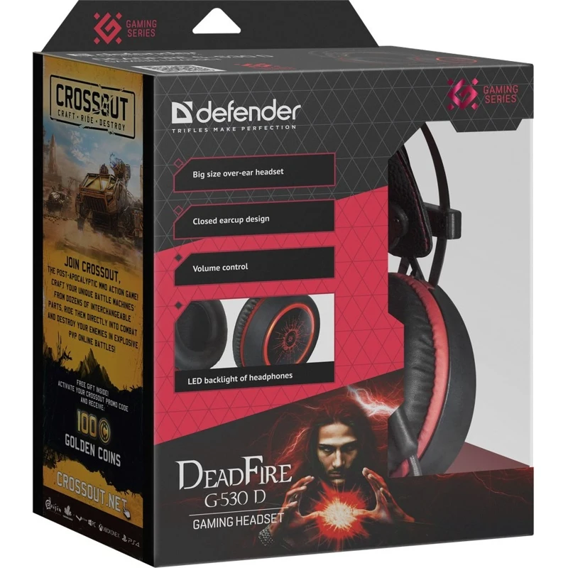 Гарнитура Defender DeadFire G-530D Black/Red проводная стерео 20-20000 Гц 16 Ом 100 дБ 100-16000 -42 USB/2x mini jack |