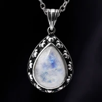 s925 sterling silver pendant necklace large pear shape 10 14 moonstone retro necklace engagement party