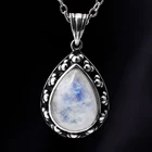 Ожерелье из стерлингового серебра S925 пробы в форме большой груши 10*14 лунный камень ретро ожерелье для помолвки