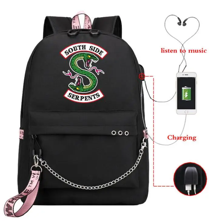 Mochila рюкзак ривердейл с южной стороны Usb зарядка для ноутбука школьные сумки