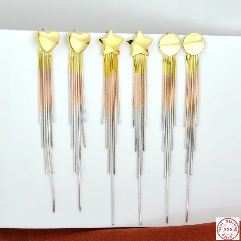 

Серьги-подвески женские из чистого серебра 2021 пробы, с кисточками