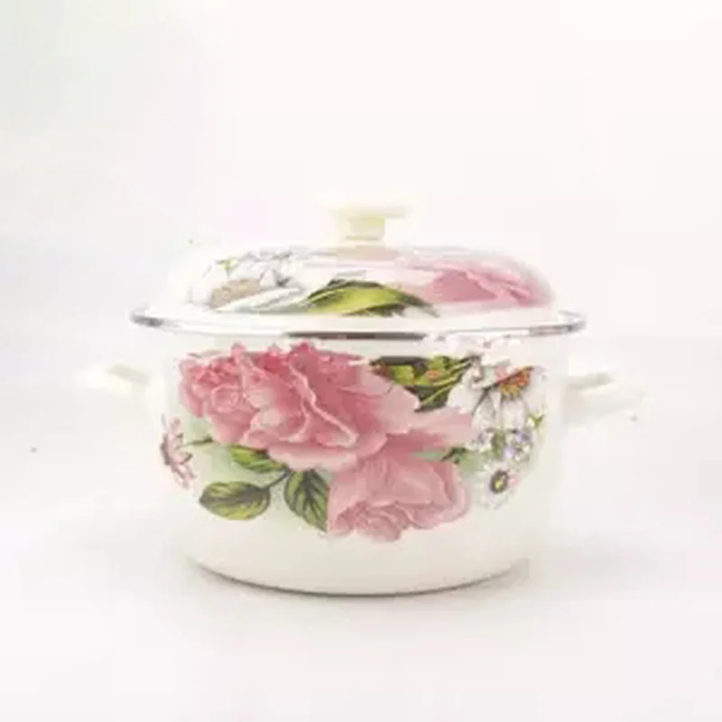 Enamel Pot Binaural Soup Stew Boiling Milk Universal Wok Hotpot Cookware for | Дом и сад