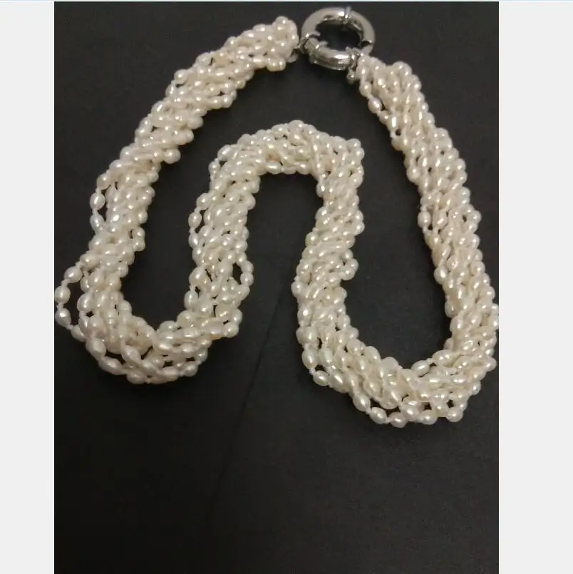 Витое ожерелье с белым жемчугом 8 нитей 4 мм 18 дюймов|twisted necklaces|necklace twistednecklace necklace |
