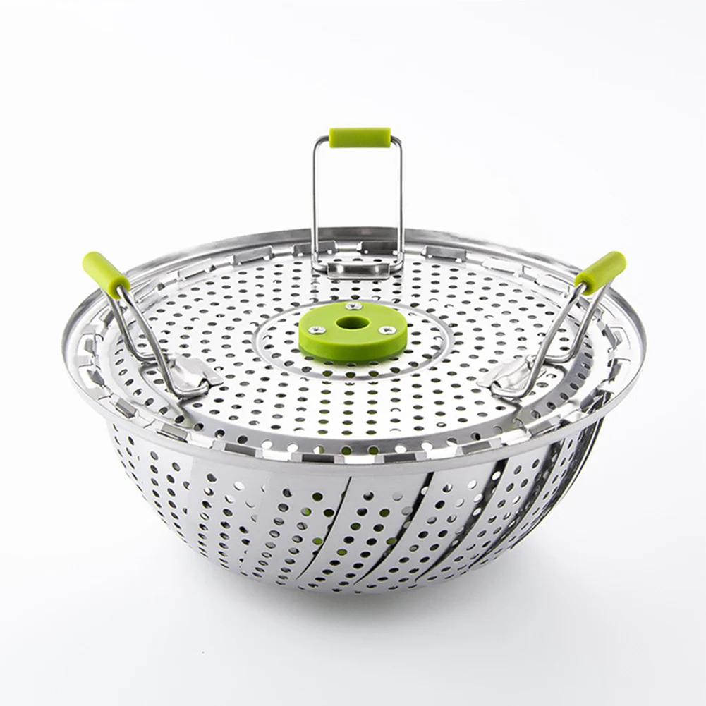 

9.4"Stainless Steel Vegetable Steamer Food Basket Collapsible Folding Steamer Insert with Handle