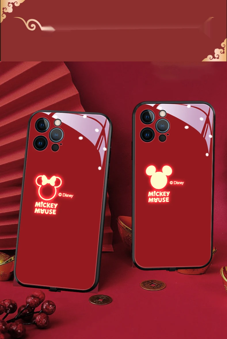

Disney for iphone12 mobile phone case for iphone11pro max/x/xsmax/xr/8plus/7plus/xs/xsmax/11/12p/11p caller glowing phone cover