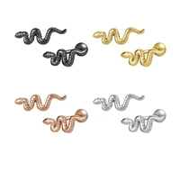 zs 16g cartilage earrings snake stainless steel stud earrings for women girls rose gold color ear studs snake helix piercing