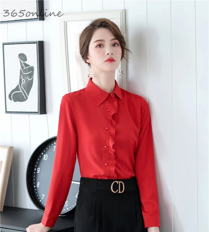 Весна-лето 2020 модные стильные Блузы с длинным рукавом рубашки для женщин деловая