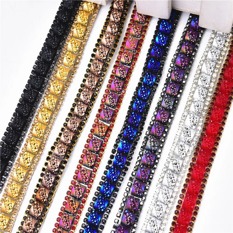 Хрустальная Блестящая лента горячей фиксации 1 ярд/партия стразы цепочка отделка