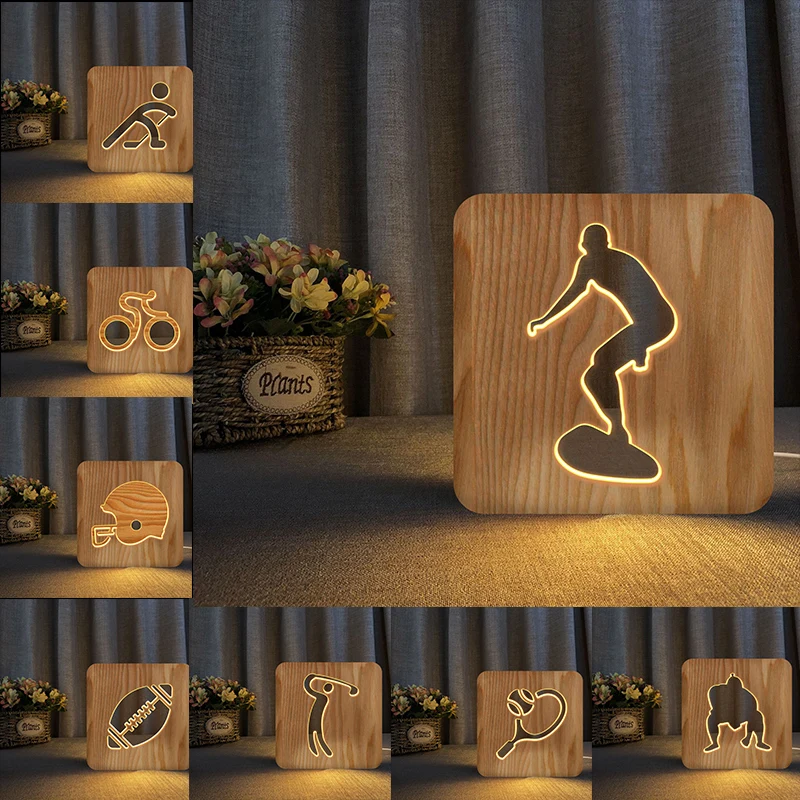 Светодиодный ночник Acecorner с USB деревянная настольная лампа для серфинга футбола