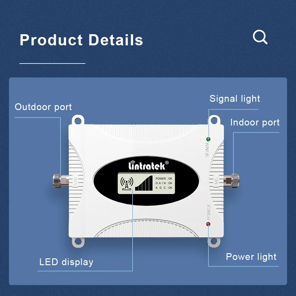 Lintratek 4G Cellular Amplifier LTE 700MHz Signal Booster Mobile Cellphone Repeater 4G Band 28 Internet 700MHz AGC