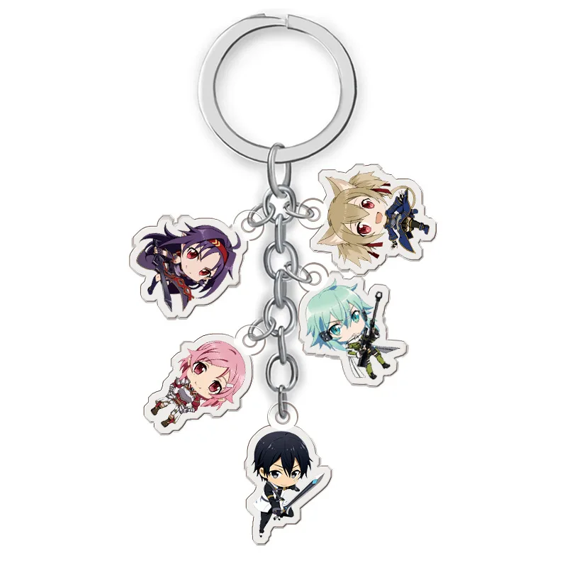 

Anime Acrylic Keychain Sword Art Online Two Side Print Car Key Chain Cartoon Figure Holder Best Friend Keyring Gift