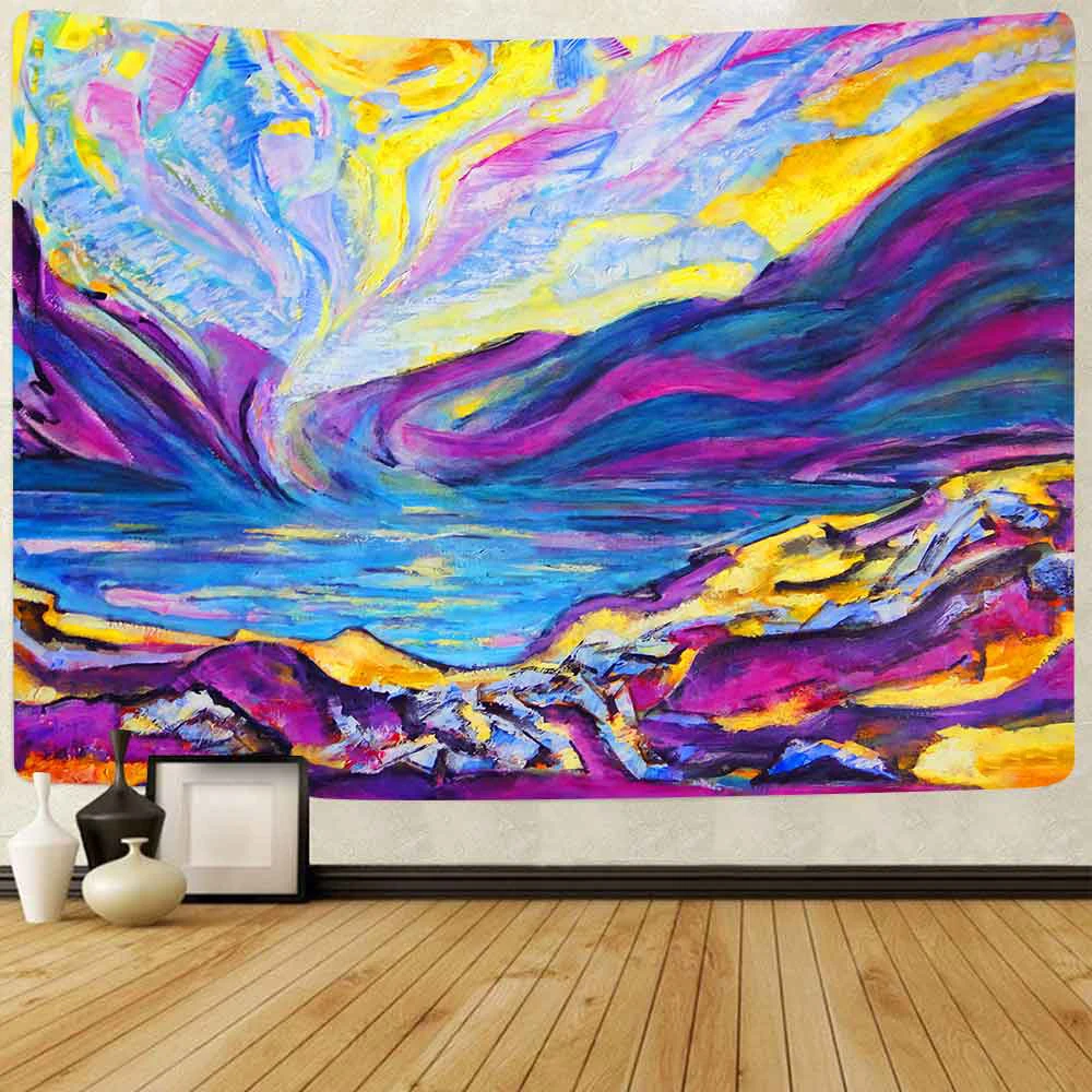 

Trippy Mountain Tapestry Psychedelic Castle Art Wall Hanging Tapestries for Living Room Bedroom Home Dorm Decor Banner