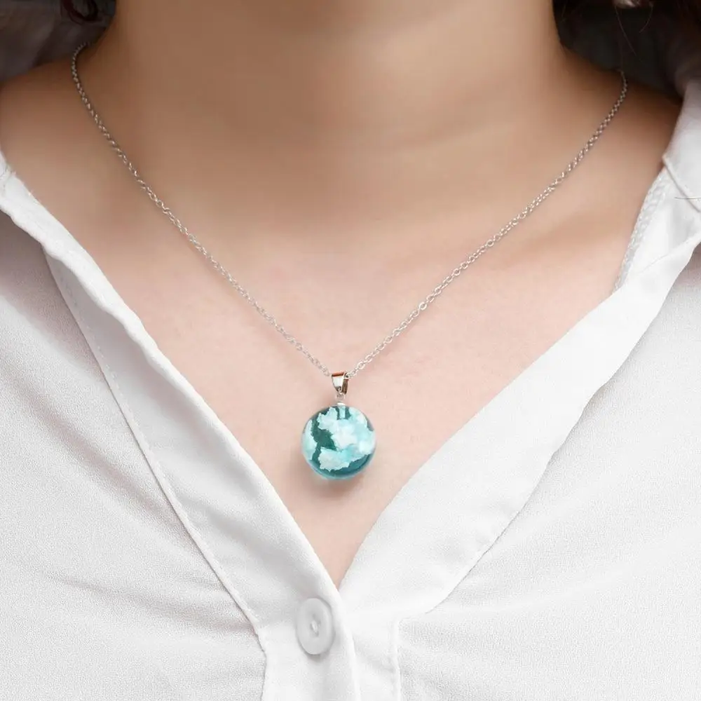Ожерелье с подвеской для женщин ручное ожерелье кулоном в виде шара из смолы