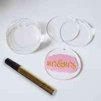 96pcs acrylic transparent circle discs set key chains clear round acrylic keychain blanks keychain for diy accessories kit rings