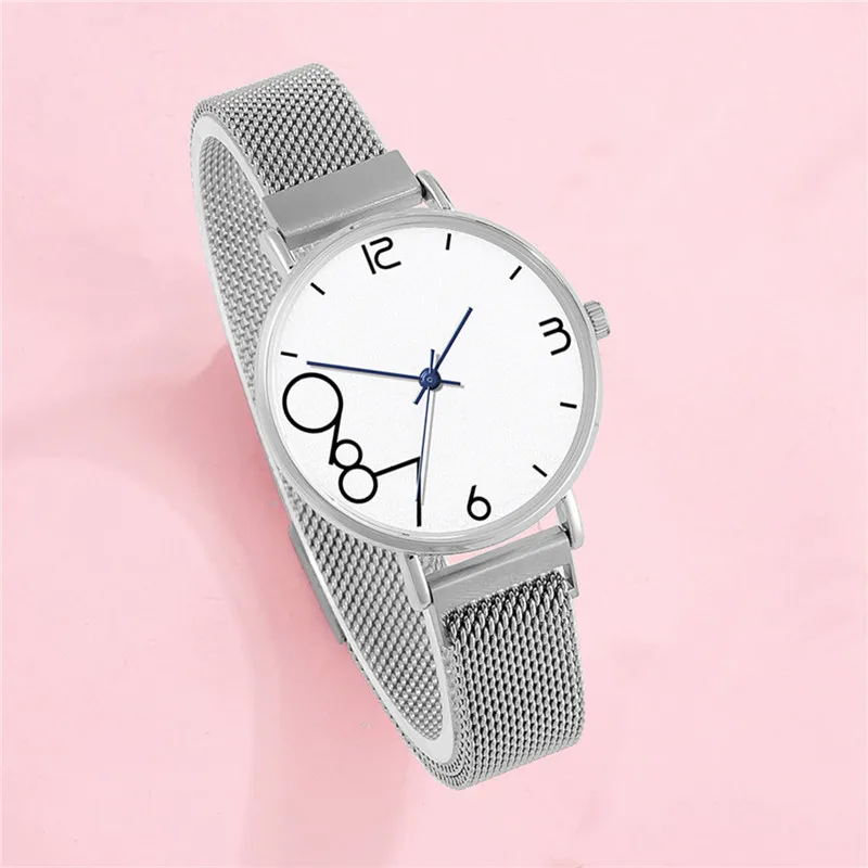 Модные женские часы с магнитной пряжкой ремешком сеткой кварцевые аналоговые
