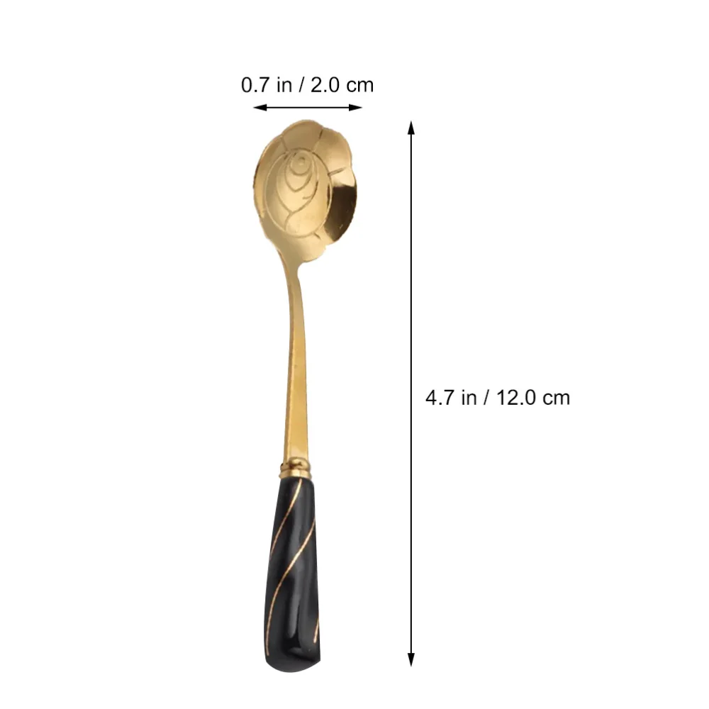 

3 Pcs Stainless Steel Spoons Ceramic Handle Cake Spoon Petal Shaped Heads Stirring Coffee Spoons for Honey Tea Cocktail Des