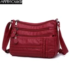 Annmouler модная женская сумка из мягкой искусственной кожи, сумка на плечо, многослойная Сумка через плечо, качественная маленькая сумка, брендовая красная сумка, кошелек