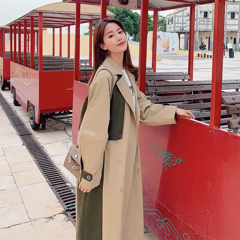 Новинка весна осень 2019 ветровка длинный стиль свободный выше колена корейский