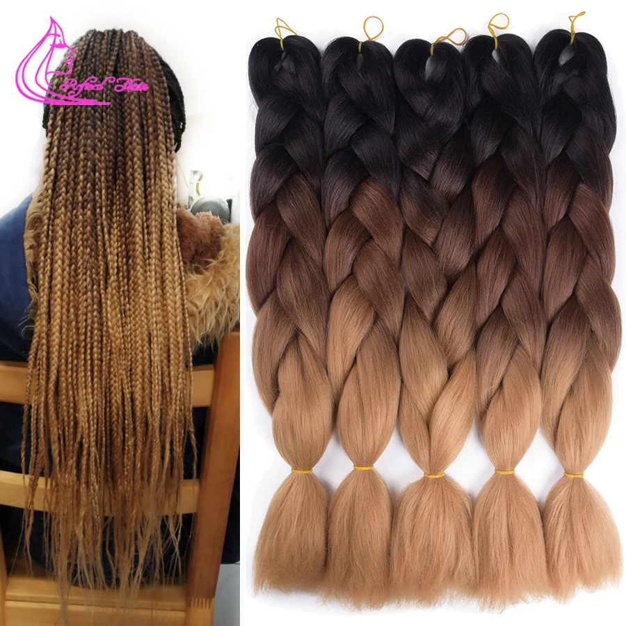 Утонченные волосы 24 дюйма косы с Омбре вязаные 100 цветов синтетические выражения