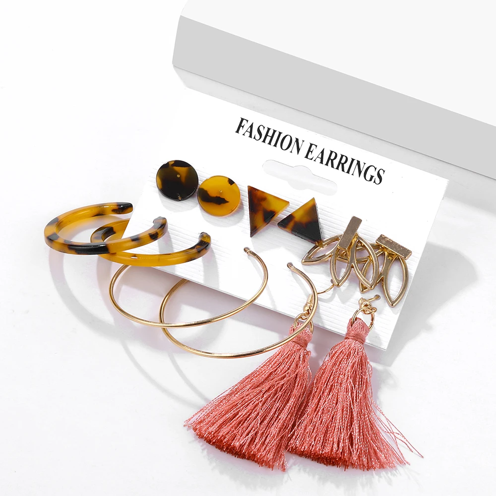 ALIUTOM богемный Леопардовый цвет акриловый жемчужный Комплект сережек для женщин