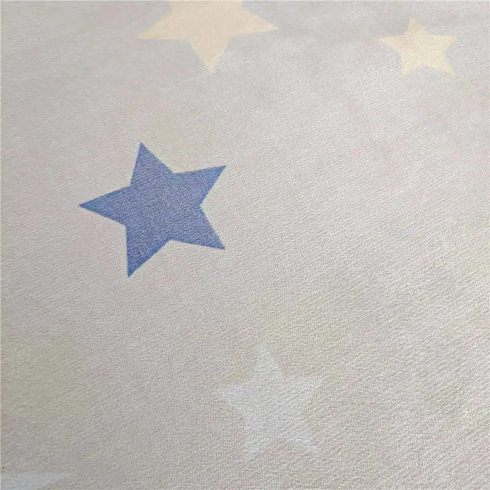 Детский круглый ковер Wishstar сине серый с принтом звезд и Луны для комнаты