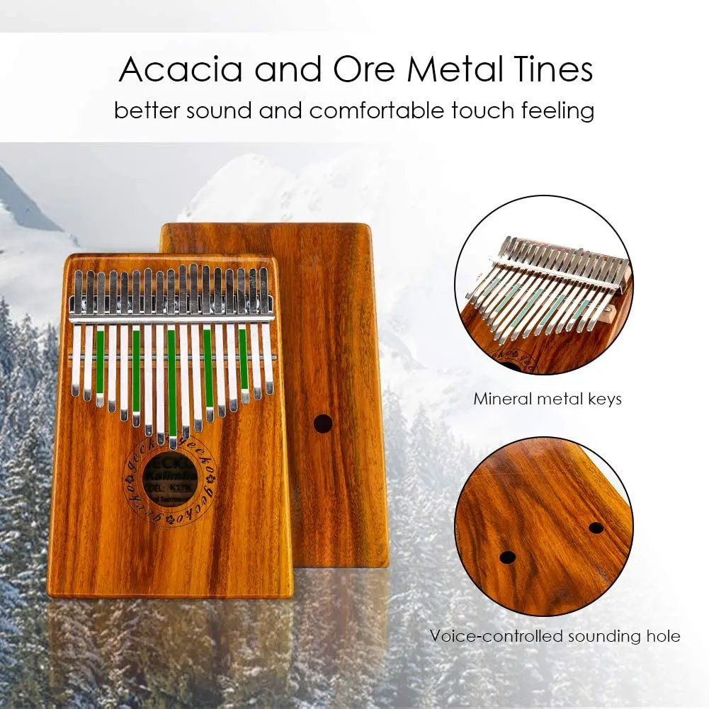 Пианино для большого пальца Gecko Kalimba 17 клавиш высокое качество твердый корпус из
