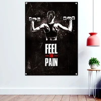 feel the pain fitness workout motivational poster wallpaper hanging paintings yoga bodybuilding flag banner tapestry gym decor