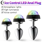 Светодиодная Анальная пробка, металлическая Анальная пробка светильник пар, светящиеся анальные бусины, пробка, хвост, эротические секс-игрушки для БДСМ