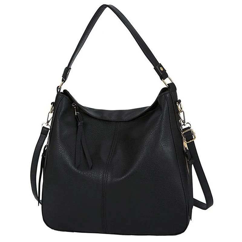 

Elegant Women Shoulder Bag Classic Casual Large Capacity Tote Handbag Solid Color Zipper Adjustable Female Crossbody Bag