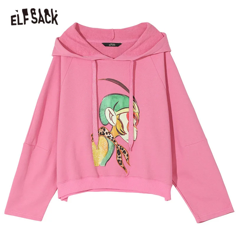 Однотонный Повседневный пуловер ELFSACK с мультяшным принтом толстовки свитшоты