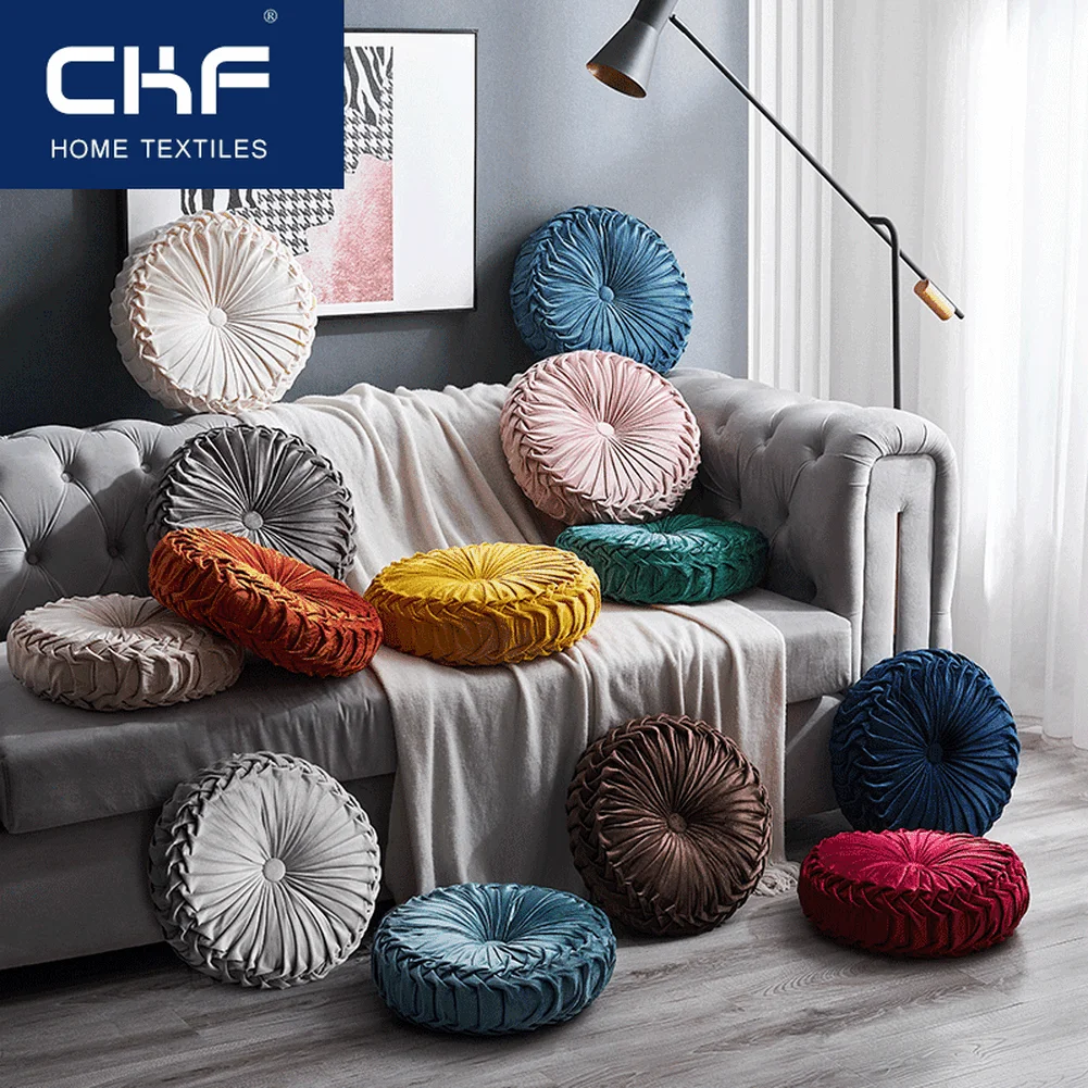 Круглые подушки однотонная бархатная диванная подушка для стула дивана тыквы