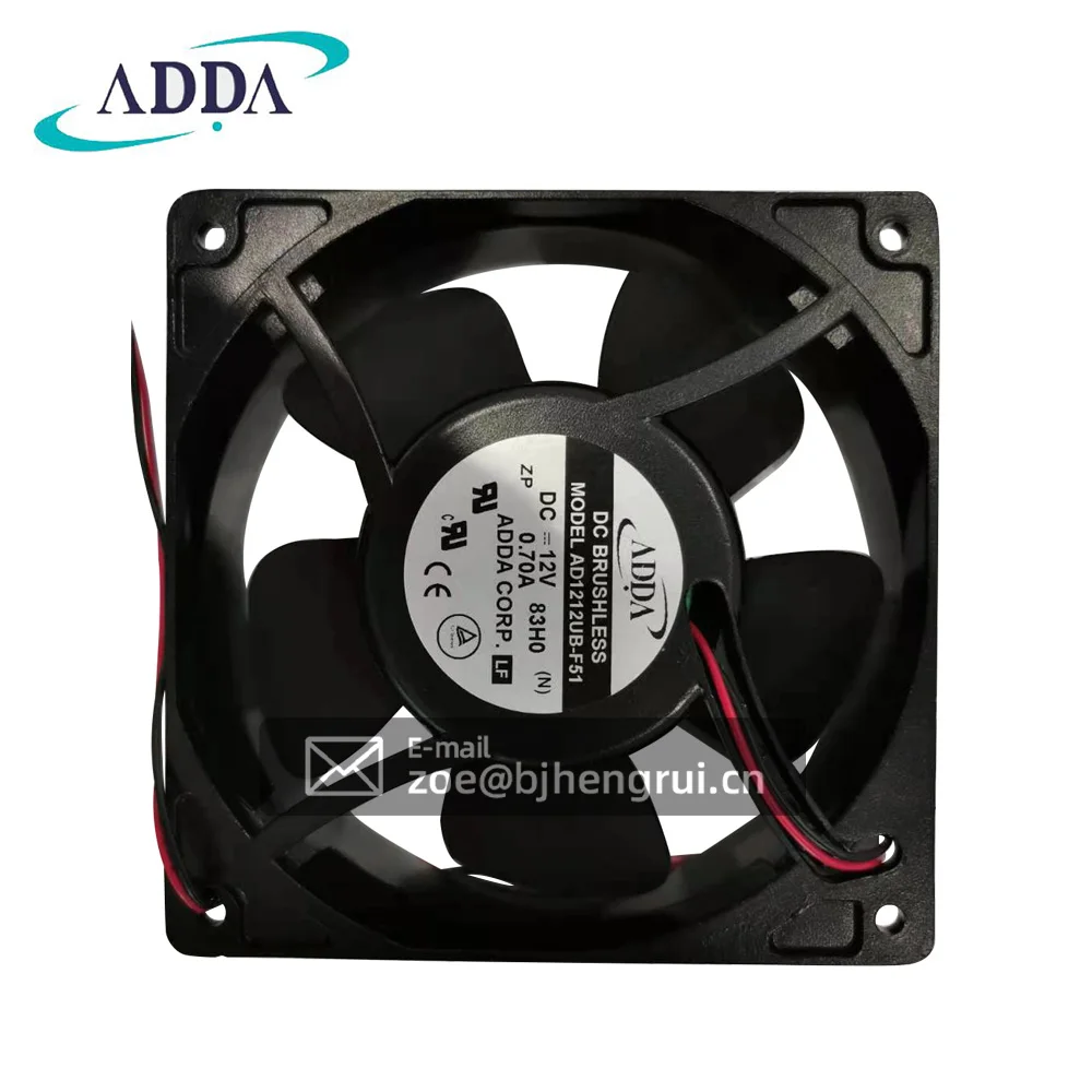 

ADDA AD1212UB-F51 AD Series 120 x 120 x 38 mm 12VDC 122CFM Ball Bearing Ultra High Speed Axial Fan