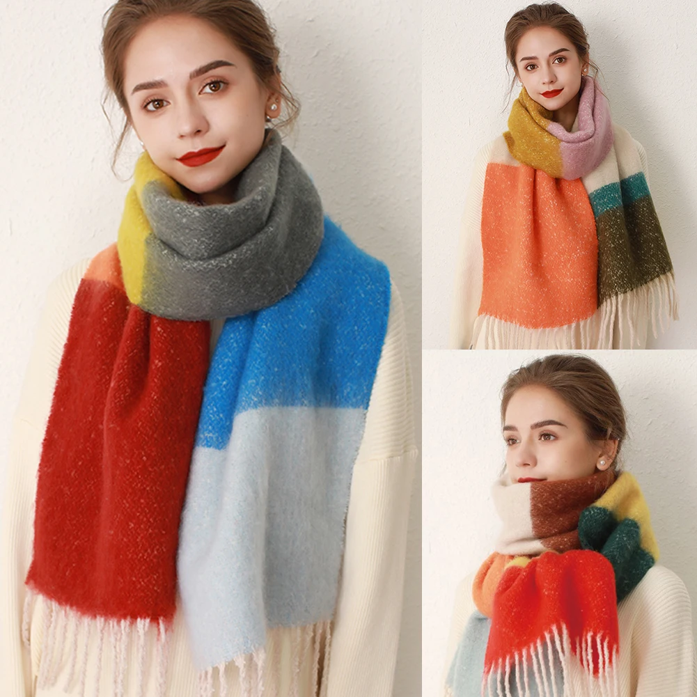 

New fashion Winter Warm Thick Scarf Women Shawl Fashion Plaid Scarf Neck Warmer Long Tassel Autumn Winter Scarf 190 x 35cm
