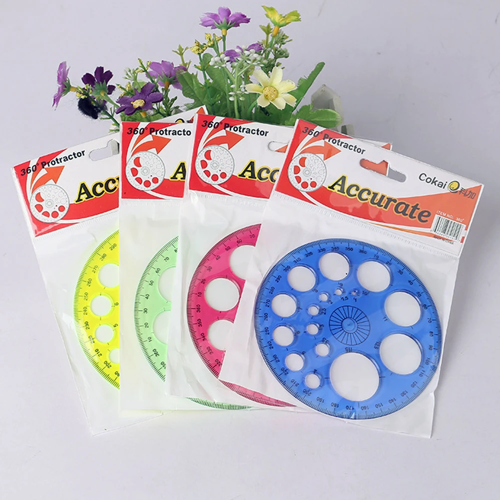 Канцелярские принадлежности 360 градусов круглая линейка офисная школа чертежная