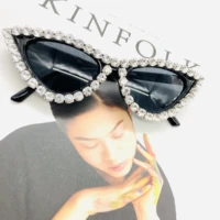 gorgeous women sunglasses black cat eye diamond eyewear bling crystal fashion sun glasses vinate luxury rhineston eyeglass