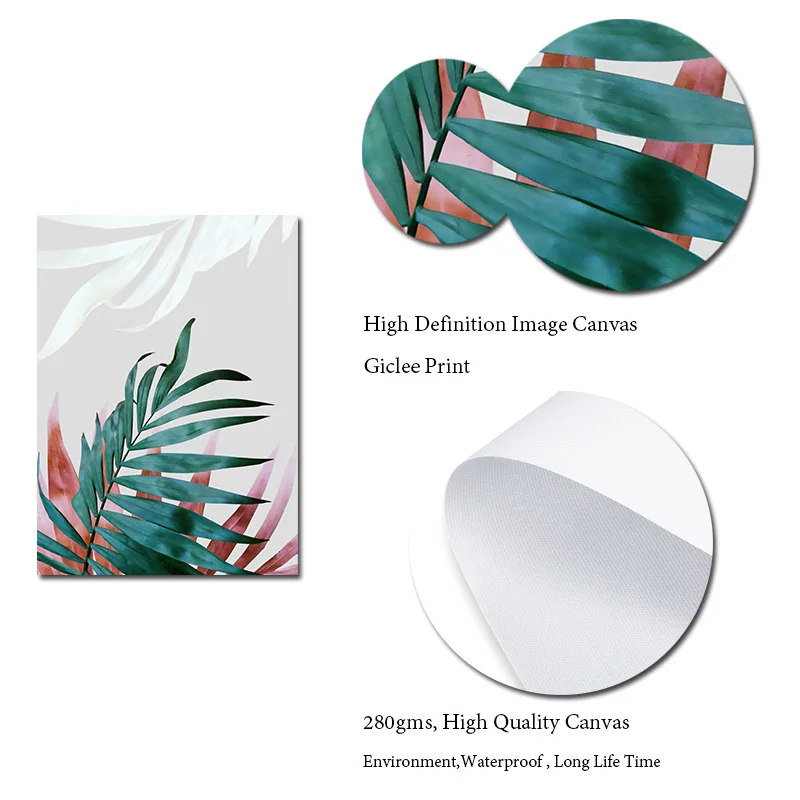 

TAAWAA Print Nordic Modern Style Watercolor Green Leaf Plant Canvas Poster Wall And Art Painting Living Room Decoration