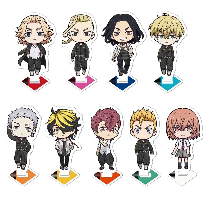 

Anime Tokyo Revengers Stand Model Plate Cartoon Figure Takemichi Hinata Manjiro Ken Atsushi Chibi Desktop Decor