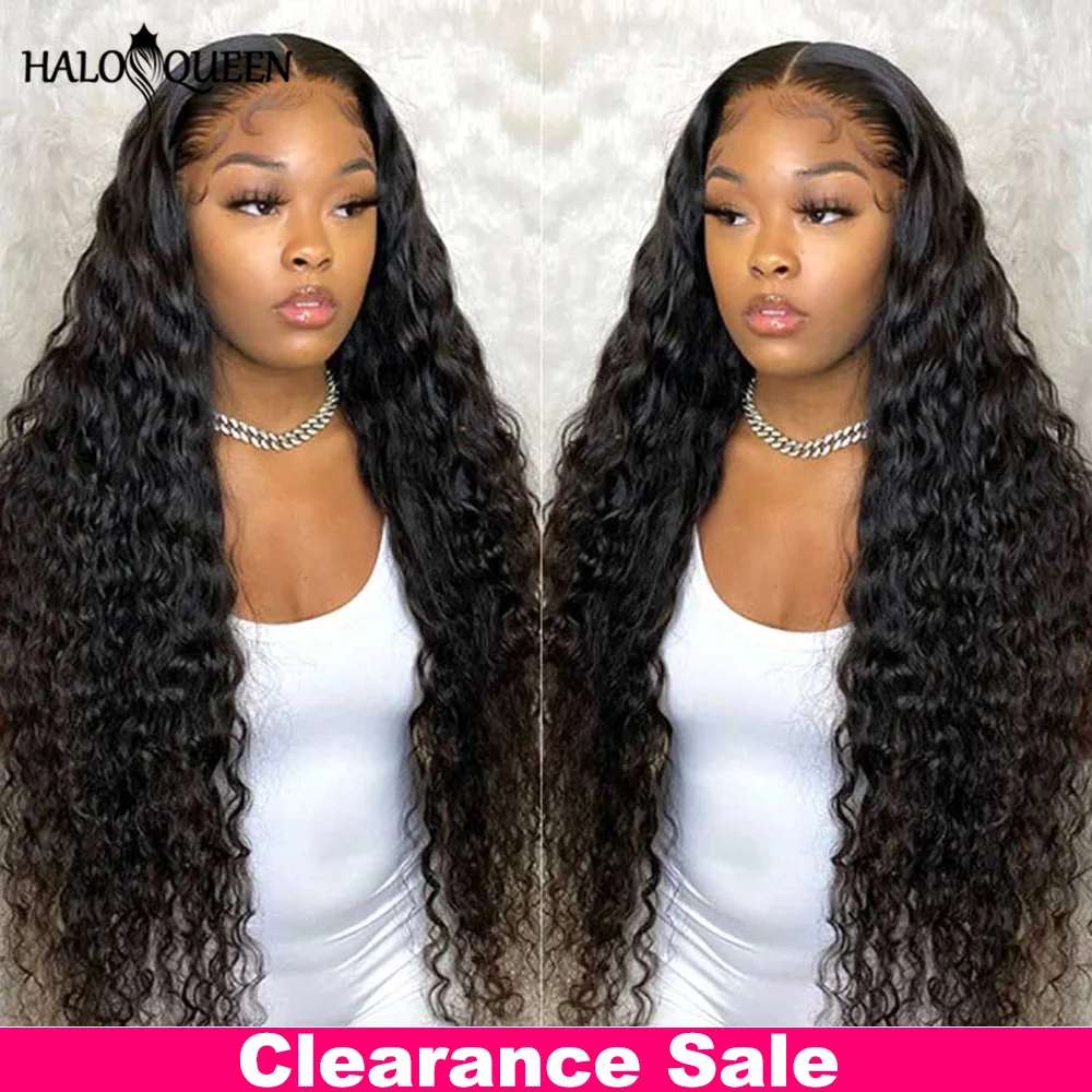 

13x4 HD Deep Wave Frontal Wig Human Hiar Pre Plucked Deep Curly Lace Front Wig Transparent Lace 4x4 Closure Wig Glueless 34 Inch