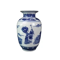 chinese old porcelain blue and white eight immortals figure pattern vases