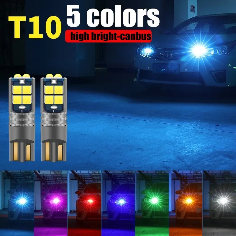 2 шт. T10 10smd светодиодный светильник лампочки canbus 3030 12V супер яркий зазор лампы t10 6 smd светодиодные лампы белого и желтого цвета; Синий цвет; Красный цвет; Фиолетовый цвет T10 светодиодный