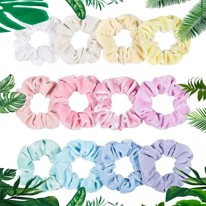 

12 Pack Hair Scrunchies Velvet Scrunchy Bobbles Lady Ring Elastic Hair Bands Sports Dance Soft Charming Scrunchie Hairband