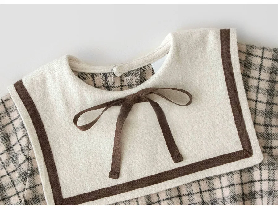 

2020 spring Baby Girl Bodysuits new plaid long-sleeved leotard baby baby climbing clothes Bodysuit Navy wind 0-24M