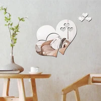 new 1pcs wall sticker 3d mirror acrylic self adhesive modern heart shape poster tv background ceiling wall decoration diy decor