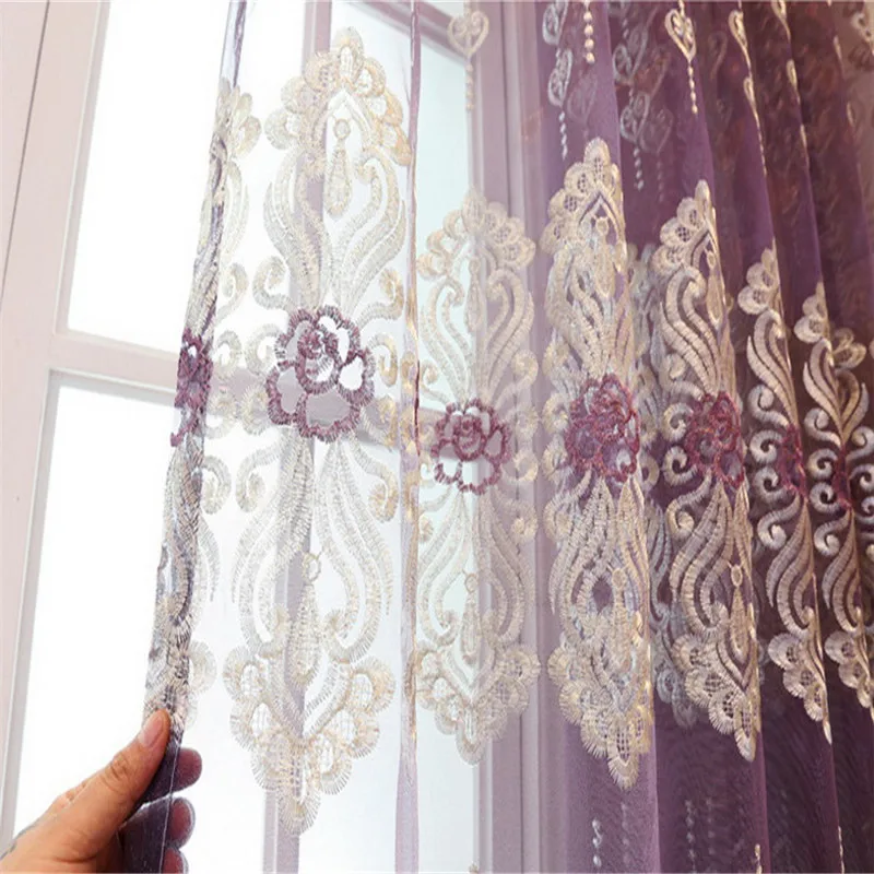 Европейские Роскошные Синие серые желтые фиолетовые шторы с вышивкой готовые