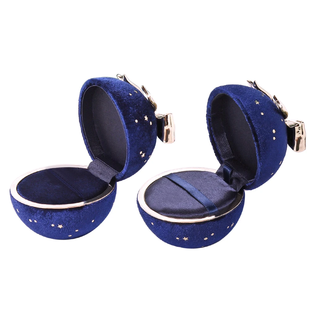 

2x Round Velvet Jewelry Box Bowknot Wedding Display Storage Organizer Case