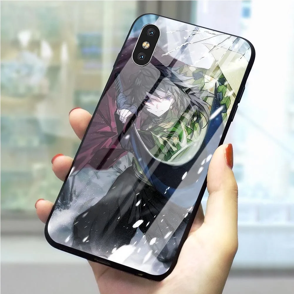 Demon Slayer Tomioka Giyuu чехол из закаленного стекла для телефона для iPhone Xs Max чехол X 6 6S XR 8 Plus 7 5S 5 SE чехол s